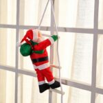 Ozdobna figurka, MIKOŁAJ wspinający się po drabinie, czerwony KSN213 - obrazek 2