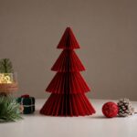 Papierowa dekoracja choinka Bożonarodzeniowa składana, bordowa 30 cm WOZ65 - obrazek 3
