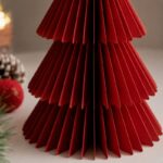 Papierowa dekoracja choinka Bożonarodzeniowa składana, bordowa 30 cm WOZ65 - obrazek 4