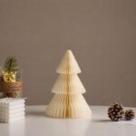 Papierowa dekoracja choinka Bożonarodzeniowa składana, kremowa 30cm WOZ68 - obrazek 3