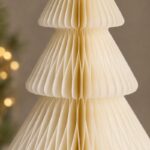 Papierowa dekoracja choinka Bożonarodzeniowa składana, kremowa 30cm WOZ68 - obrazek 4