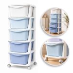 Plastikowy regał na kółkach szafka szuflady szafa 97x38x37cm OMBRE niebieski PO23