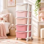 Plastikowy regał na kółkach szafka szuflady szafa 97x38x37cm OMBRE różowy PO24 - obrazek 2