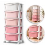 Plastikowy regał na kółkach szafka szuflady szafa 97x38x37cm OMBRE różowy PO24