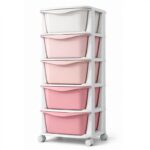 Plastikowy regał na kółkach szafka szuflady szafa 97x38x37cm OMBRE różowy PO24 - obrazek 3