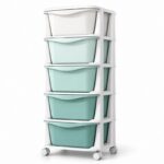 Plastikowy regał na kółkach szafka szuflady szafa 97x38x37cm OMBRE zielony PO25 - obrazek 4