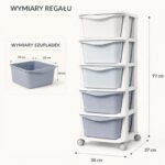 Plastikowy regał na kółkach szafka szuflady szafa 97x38x37cm OMBRE zielony PO25 - obrazek 5