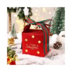 Pudełko PREZENTOWE ozdobne czerwone, MERRY CHRISTMAS z kokardą 10x10x10 cm OPO39 - obrazek 3