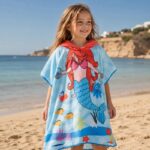 Ręcznik kąpielowy plażowy, na basen peleryna dziecięca, SYRENKA z koroną PEL01WZ4 - obrazek 2