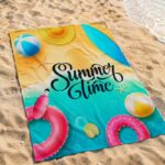 Ręcznik plażowy, na basen SUMMER TIME, wakacyjny morze 150x70 REC54WZ10 - obrazek 3