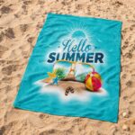 Ręcznik plażowy, na basen turkusowy HELLO SUMMER 150x70 REC54WZ5 - obrazek 4