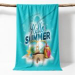 Ręcznik plażowy, na basen turkusowy HELLO SUMMER 150x70 REC54WZ5 - obrazek 5