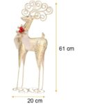 Renifer świąteczny złoty metalowy BOŻE NARODZENIE Piękne NOGI XL 61 cm KSN119 - obrazek 2