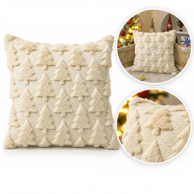 swiateczna-poszewka-na-poduszke-45-x-45cm-puszysta-choinki-bezowe-pod253 Świąteczna poszewka na poduszkę 45 x 45cm puszysta, CHOINKI beżowe POD253 - obrazek 1
