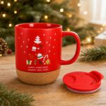 Świąteczny Kubek ceramiczny z korkiem 380 ml z przykrywką + pudełko KB32 - obrazek 3