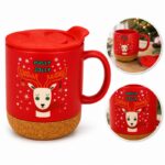 Świąteczny Kubek ceramiczny z korkiem 380 ml z przykrywką, w pudełku KB31