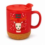 Świąteczny Kubek ceramiczny z korkiem 380 ml z przykrywką, w pudełku KB31 - obrazek 3