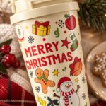 Świąteczny kubek termiczny 520ml z uchwytem i ustnikiem, MERRY CHRISTMAS CUP34 - obrazek 3