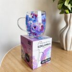 Szklanka termiczna z kwiatami w środku 300ml 1szt, pełna hortensji, niebieski bordo SZK214 - obrazek 5