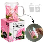 Szklanka termiczna z kwiatami w środku 300ml 1szt, pełna hortensji, róż i zieleń SZK230