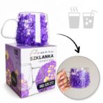 Szklanka termiczna z kwiatami w środku, pełna hortensji, niebieski 180 ml 1szt SZK217