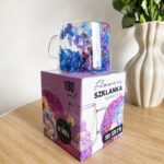 Szklanka termiczna z kwiatami w środku, pełna hortensji, niebieski bordo 180 ml 1szt SZK215 - obrazek 5