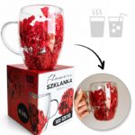 Szklanka termiczna z kwiatami w środku, pełne kwiatów mix, czerwone red 300ml 1szt SZK193