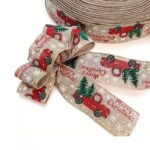 Taśma świąteczna na kokardę, wstążka na prezent Bożonarodzeniowa 5cm x 2m KSN132 - obrazek 2