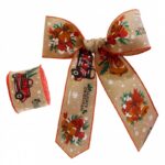 Taśma świąteczna na kokardę, wstążka na prezent Bożonarodzeniowa 6,3cm x 2m KSN139
