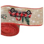 Taśma świąteczna na kokardę, wstążka na prezent Bożonarodzeniowa 6,3cm x 2m KSN139 - obrazek 3