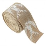 Taśma świąteczna na kokardę, wstążka na prezent Bożonarodzeniowa Beżowa 5cm x 2m KSN128 - obrazek 3