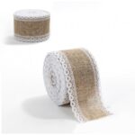 Taśma świąteczna na kokardę, wstążka na prezent Bożonarodzeniowa Beżowa 5cm x 2m KSN129 - obrazek 2