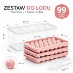 Zestaw 3 foremek silikonowych do kostek lodów z pojemnikiem, 99szt kulek FNL09 - obrazek 5