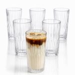Zestaw 6 szt szklanek ryflowanych do latte, drinków, wysoka, 320ml SZK223ZESTAW6