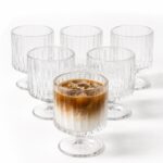 Zestaw 6 szt szklanek ryflowanych na nóżce do deserów, drinków 250ml SZK226ZESTAW6