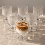 Zestaw 6 szt szklanek ryflowanych na nóżce do deserów, drinków 250ml SZK227ZESTAW6 - obrazek 2