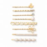 Zestaw 8 sztuk Eleganckich złotych wsuwek do włosów SP205 - obrazek 3